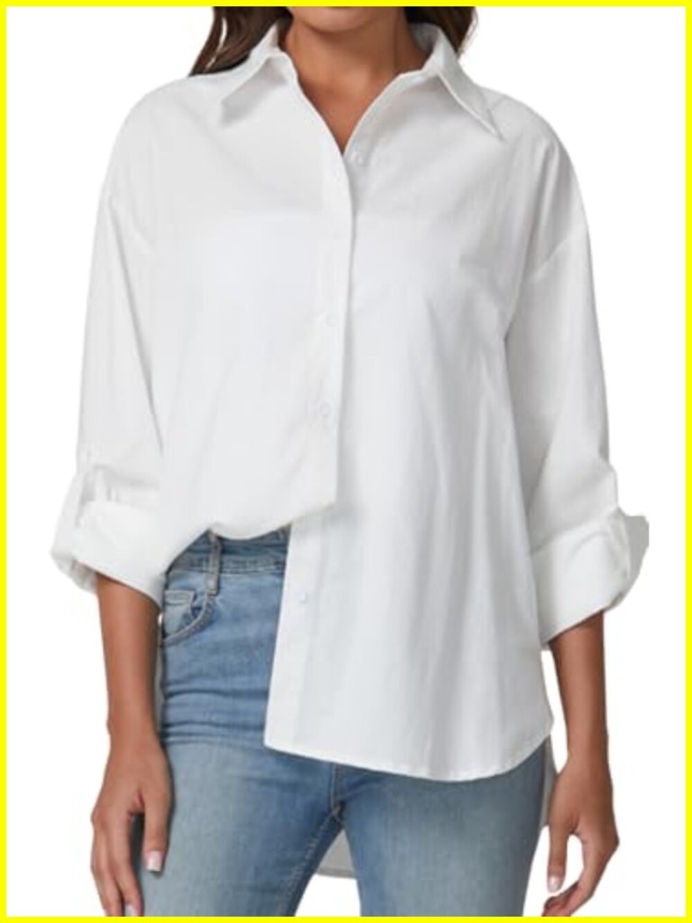Oversized Button Down Shirt Women Long Sleeve Striped Cotton Blouse Casual Top